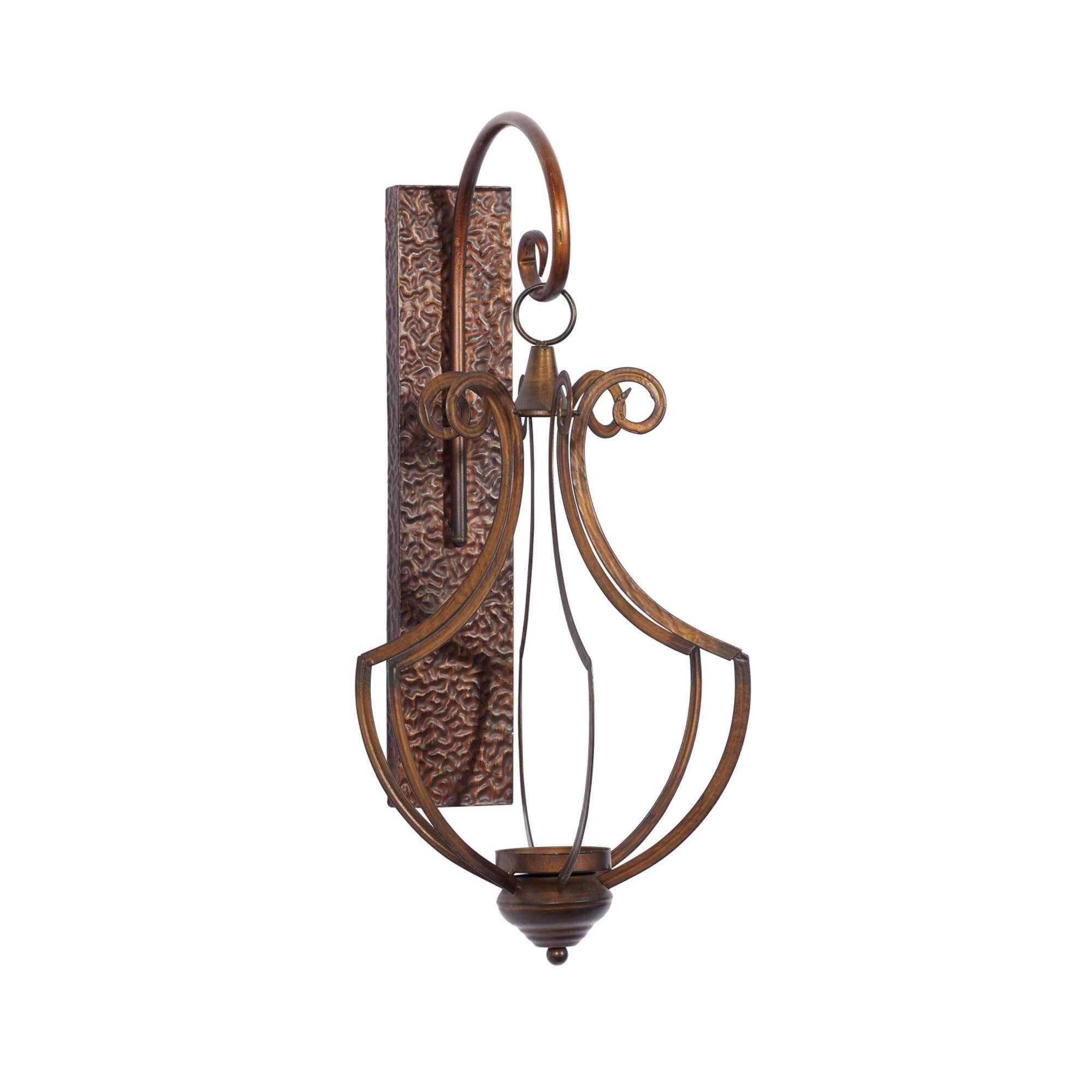 Bronze Iron Rustic Candle Wall Sconce, 25" x 13" x 12"